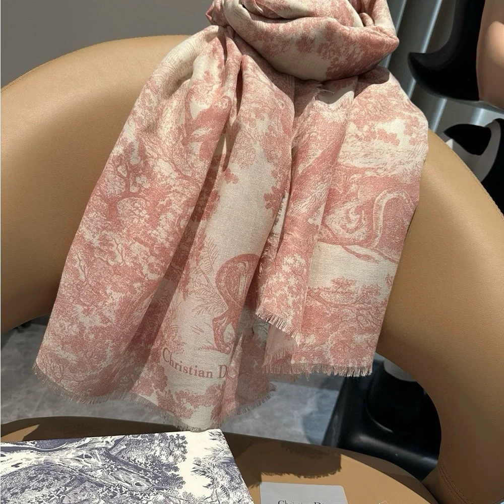Dior Pink and White Women's Scarf